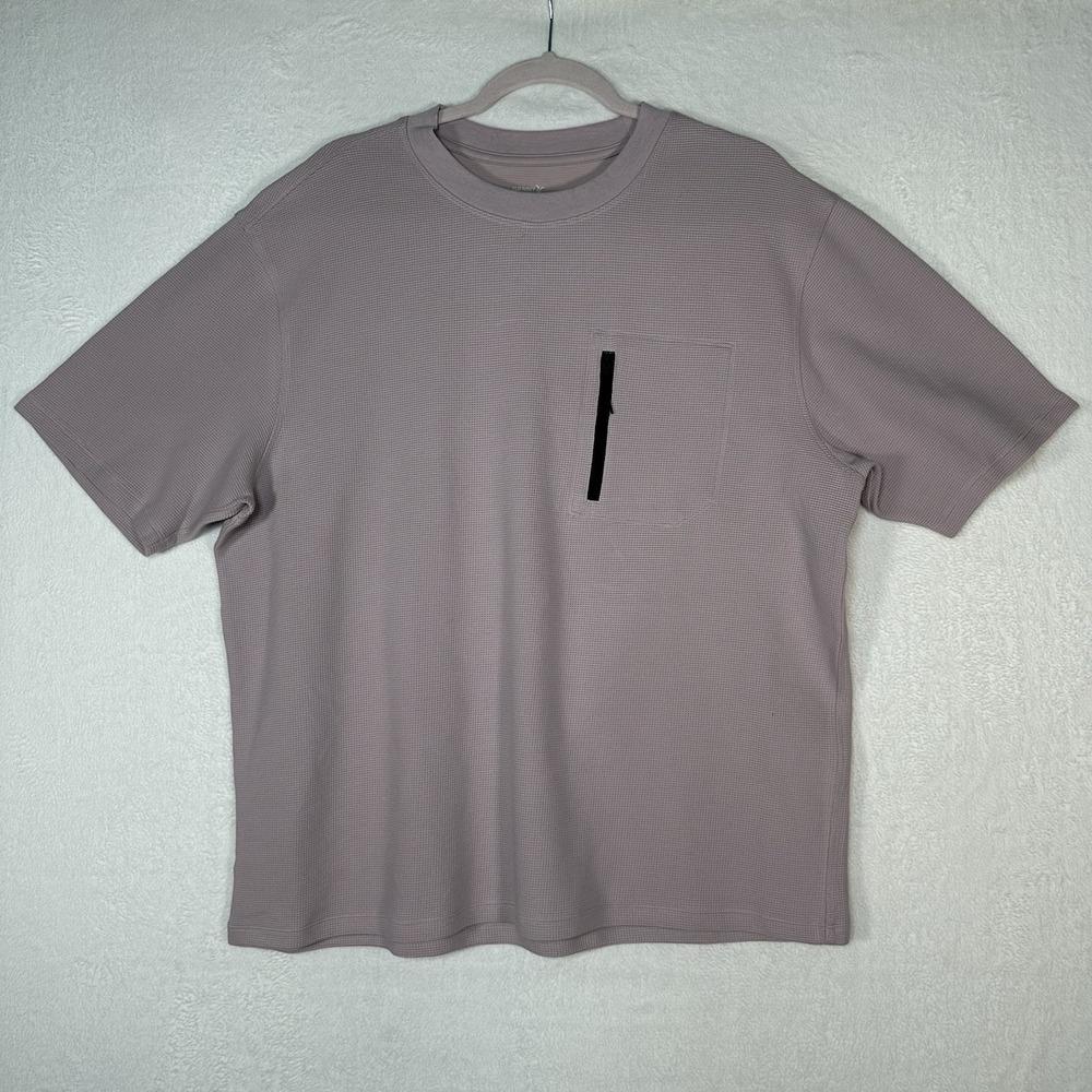 Old Navy Active Waffle Knit Tech Tee Men's L Lavender Purple Zip Pocket Go-Dry